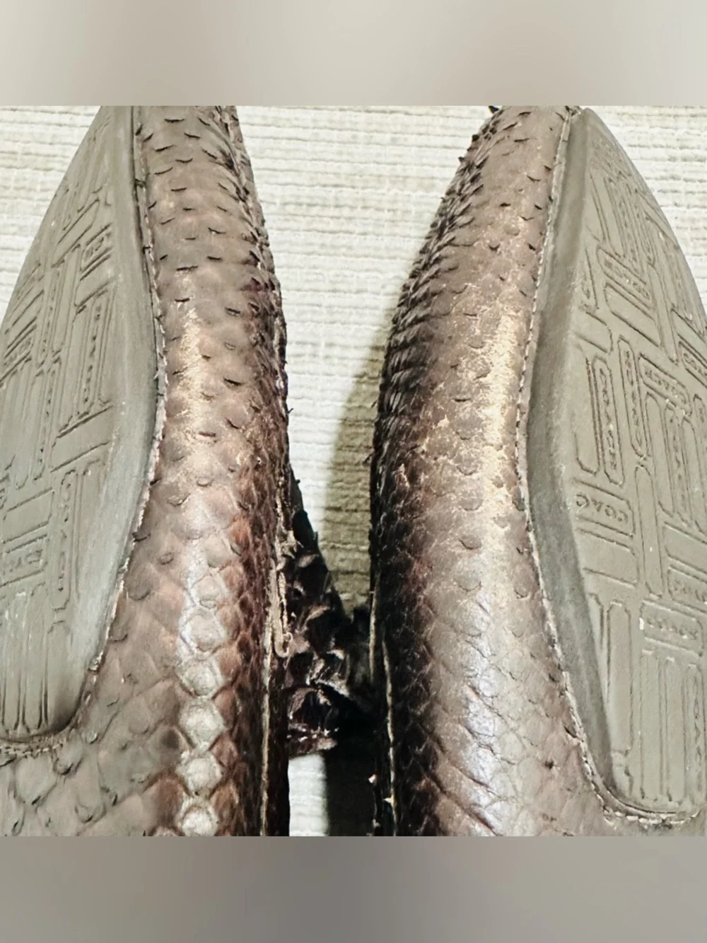 COACH Gary Men's Genuine Python Snakeskin Driving Loafers Shoes‎ Brown 8,5 D